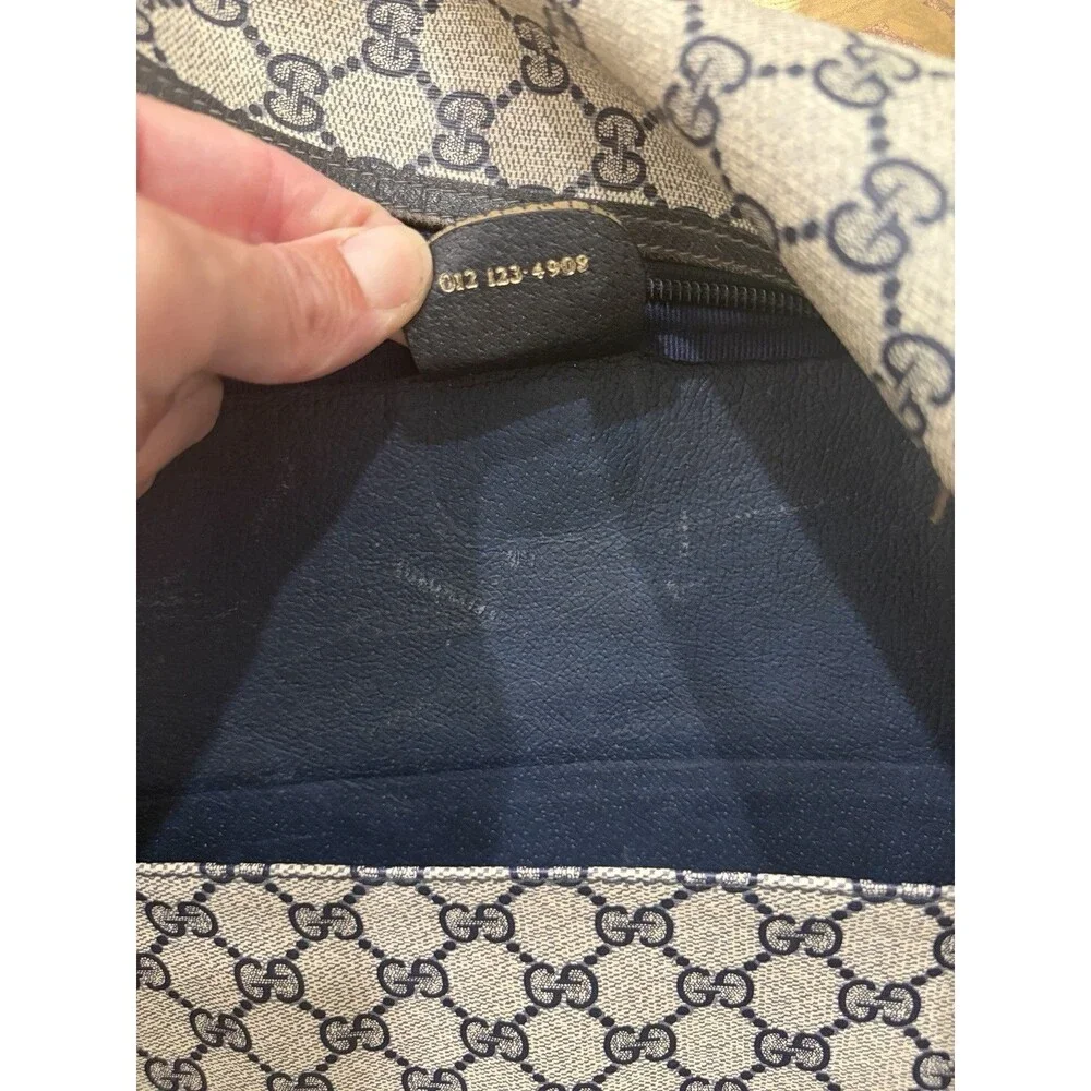 Gucci Supreme Suitcase Leather Navy VTG 70’s Made In Italy Logo G Luggage